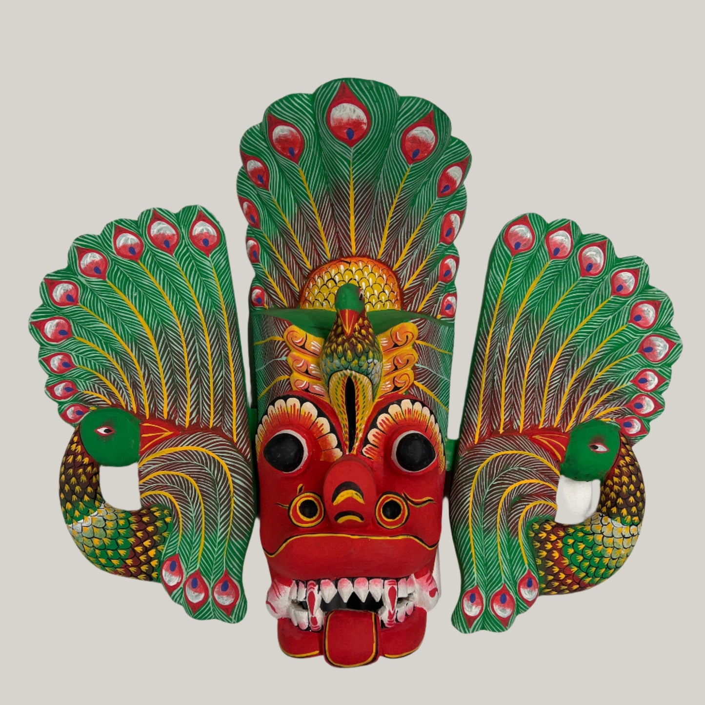 Mat-Finished Naga Raksha Mask with Intricate Peacock Design