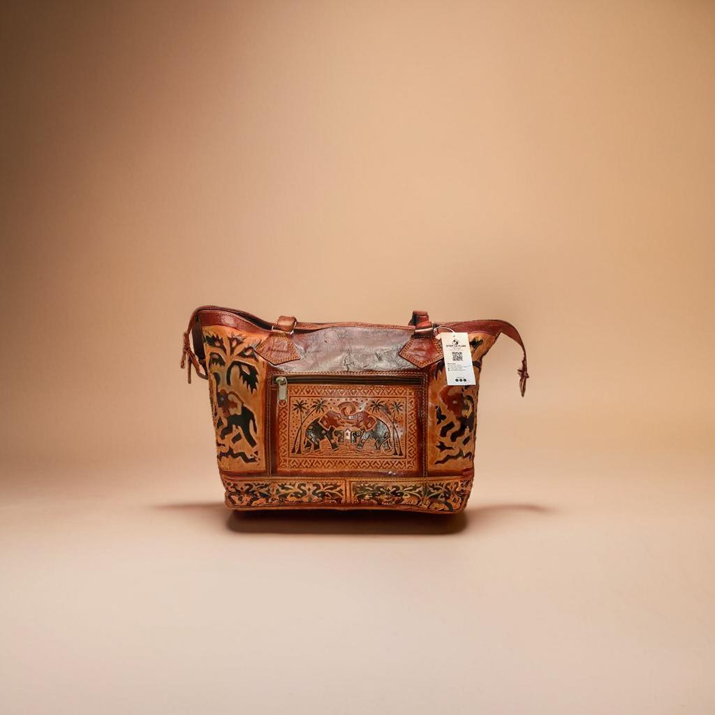 step ceylon leather large bag