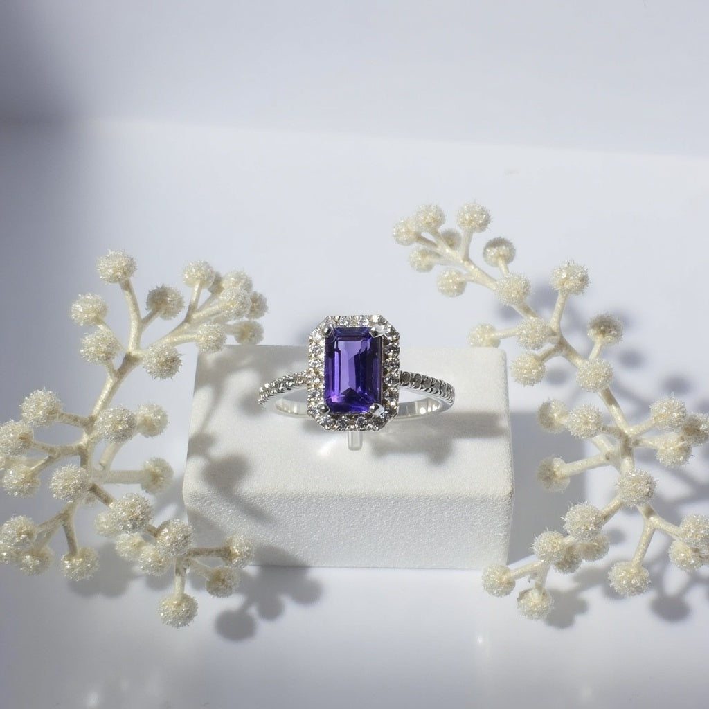Rectangular Amethyst cluster Ring