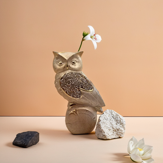 Gold owl decorted