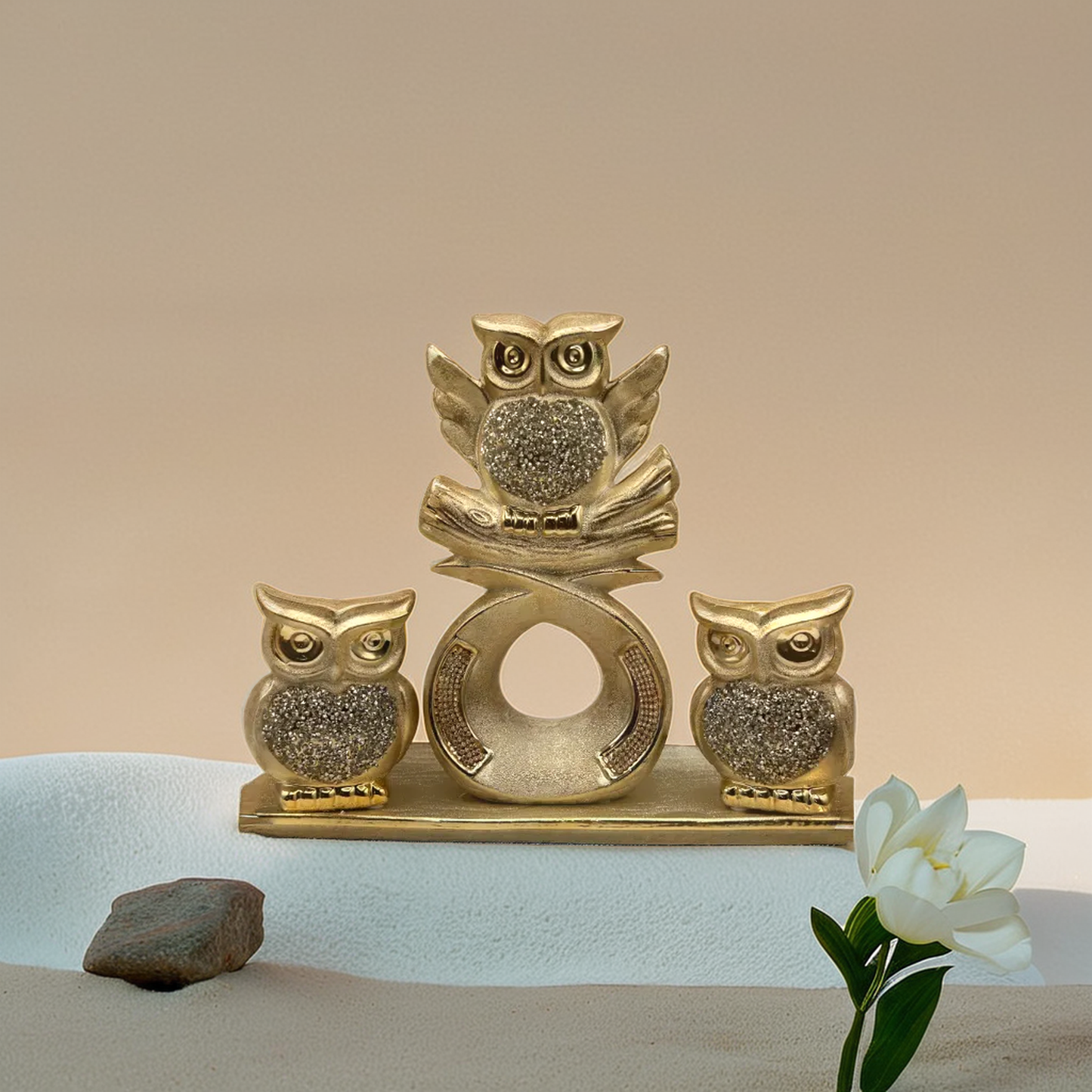 Gold owl tray decoration