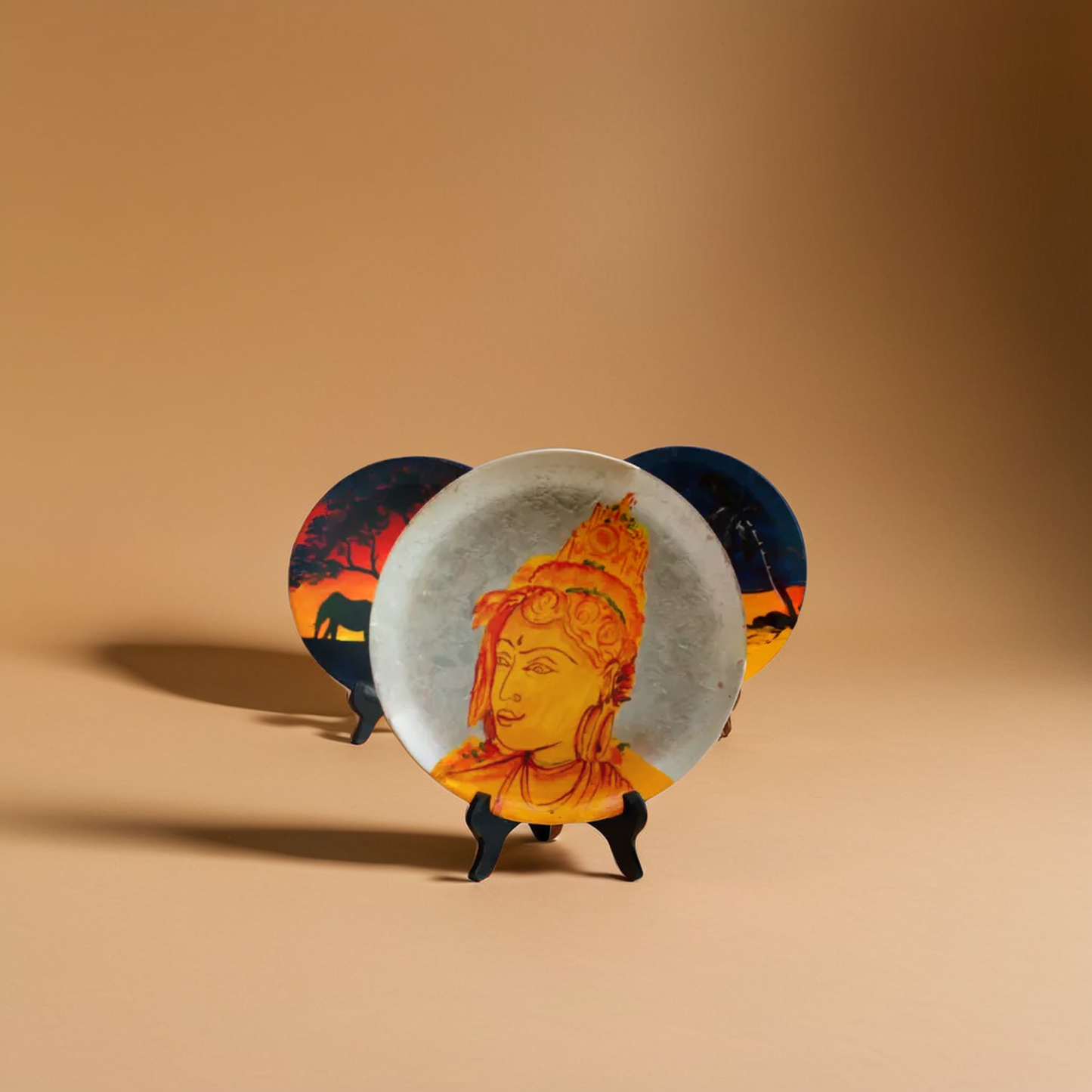 hand painted wooden plates