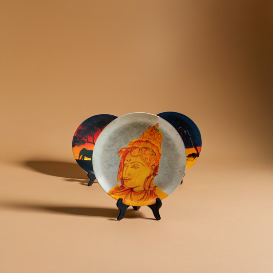 hand painted wooden plates