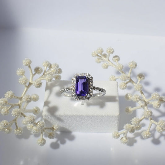 Rectangular Amethyst cluster Ring